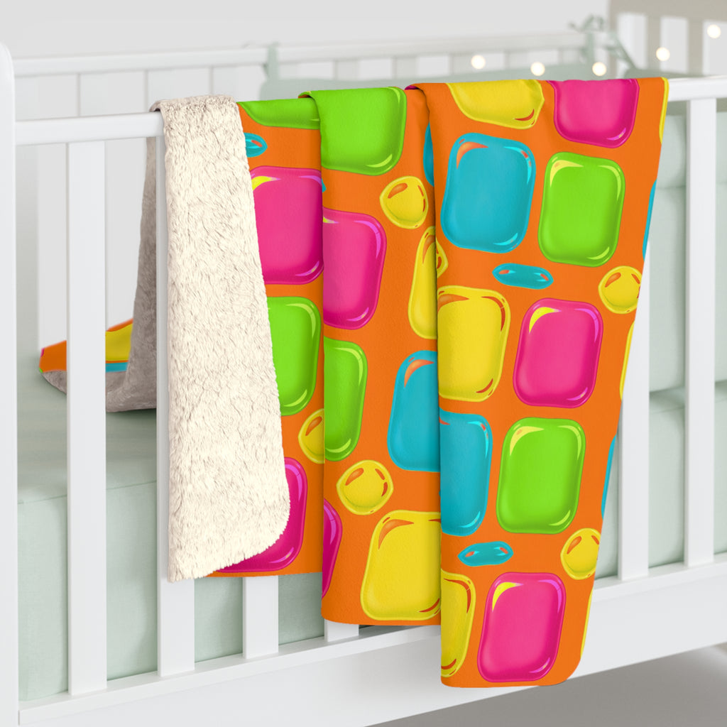 Giant Puffy Glass Cushions Sherpa Fleece Blanket – Hot Citrus Festive
