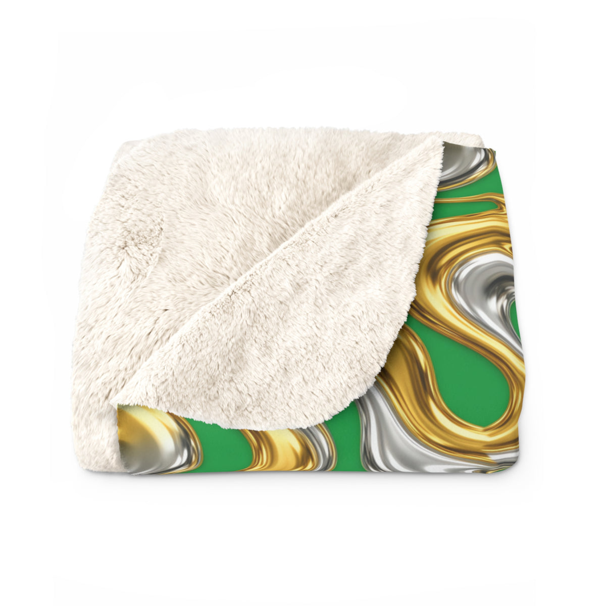 Broad Melting Gold Ribbons Sherpa Fleece Blanket – Liquid Chrome Pattern
