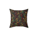 Jewel Metal Swirl Faux Suede Cushion – Iridescent Fluid Pattern