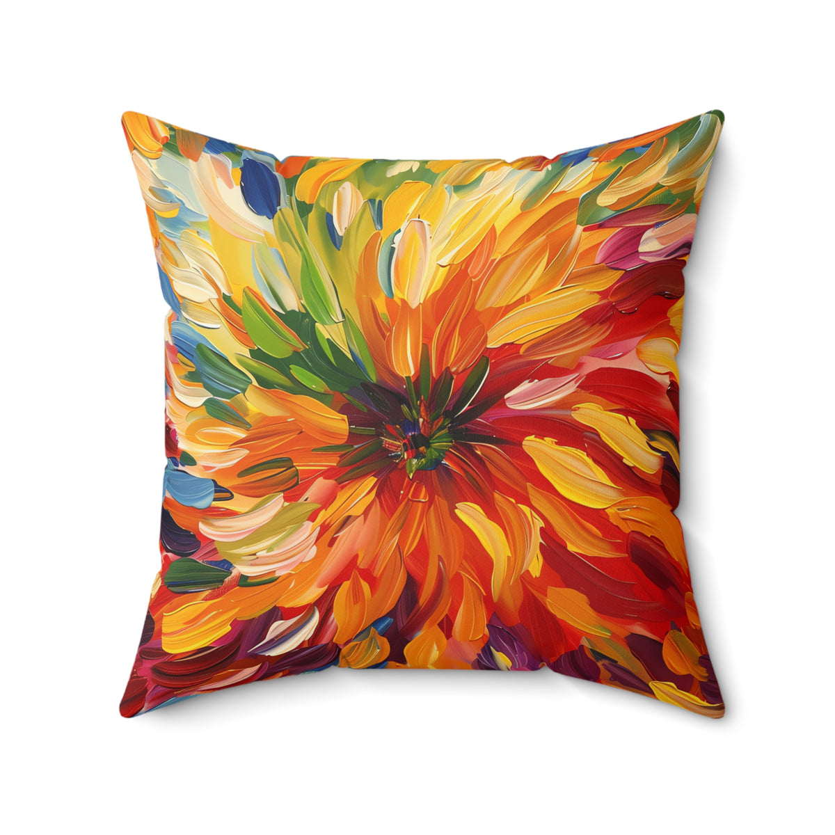 Radiant Feather Burst Faux Suede Cushion – Radial Abstract Art