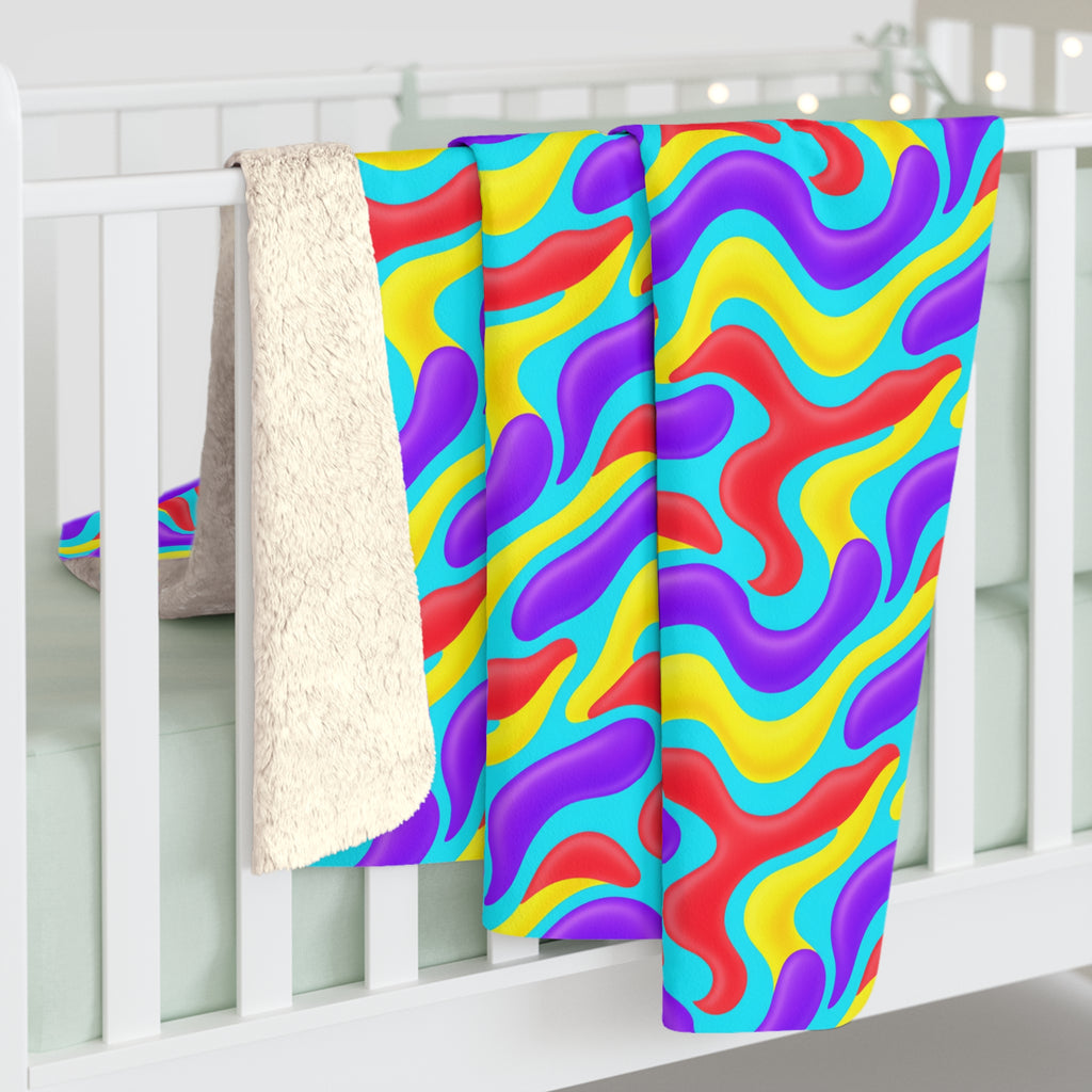 Liquid Band Ripple Sherpa Fleece Blanket – Op-Art Fluid Bands Pattern