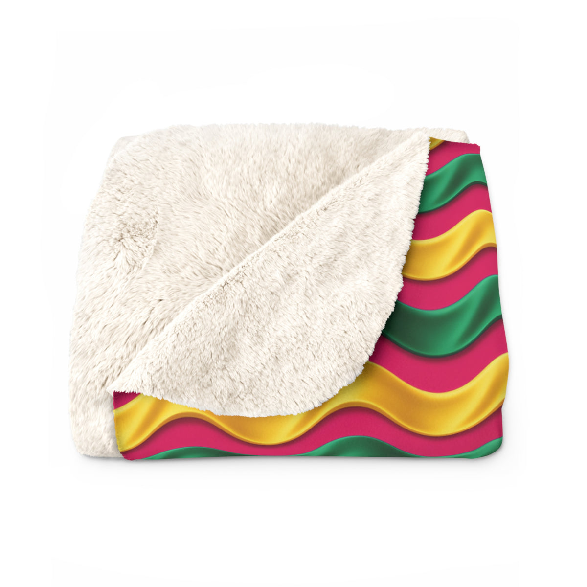 Satin Wave Bands Sherpa Fleece Blanket – Ribbon Waves Pattern