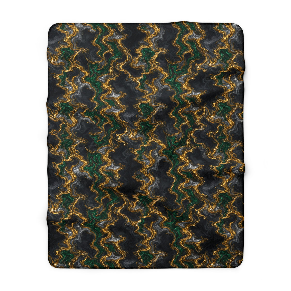 Molten Gold Marble Sherpa Fleece Blanket – Iridescent Fluid Pattern