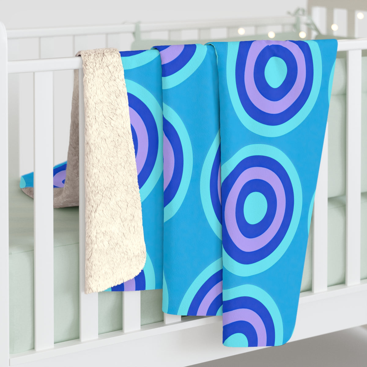 Mega Ring Grid Sherpa Fleece Blanket – Ice Jewel