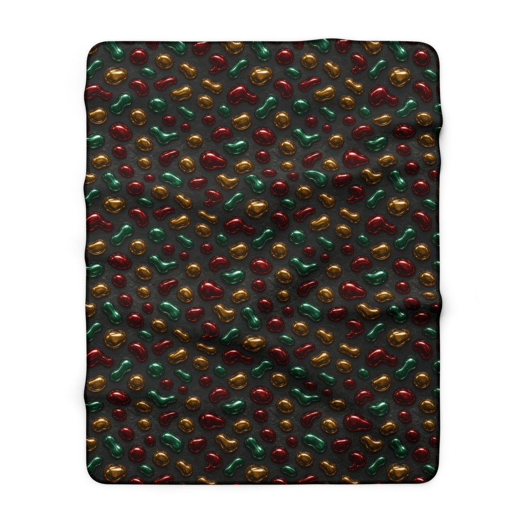 Garnet Emerald Blobs Sherpa Fleece Blanket – Liquid Chrome Pattern