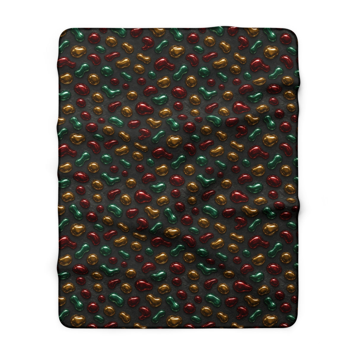 Garnet Emerald Blobs Sherpa Fleece Blanket – Liquid Chrome Pattern