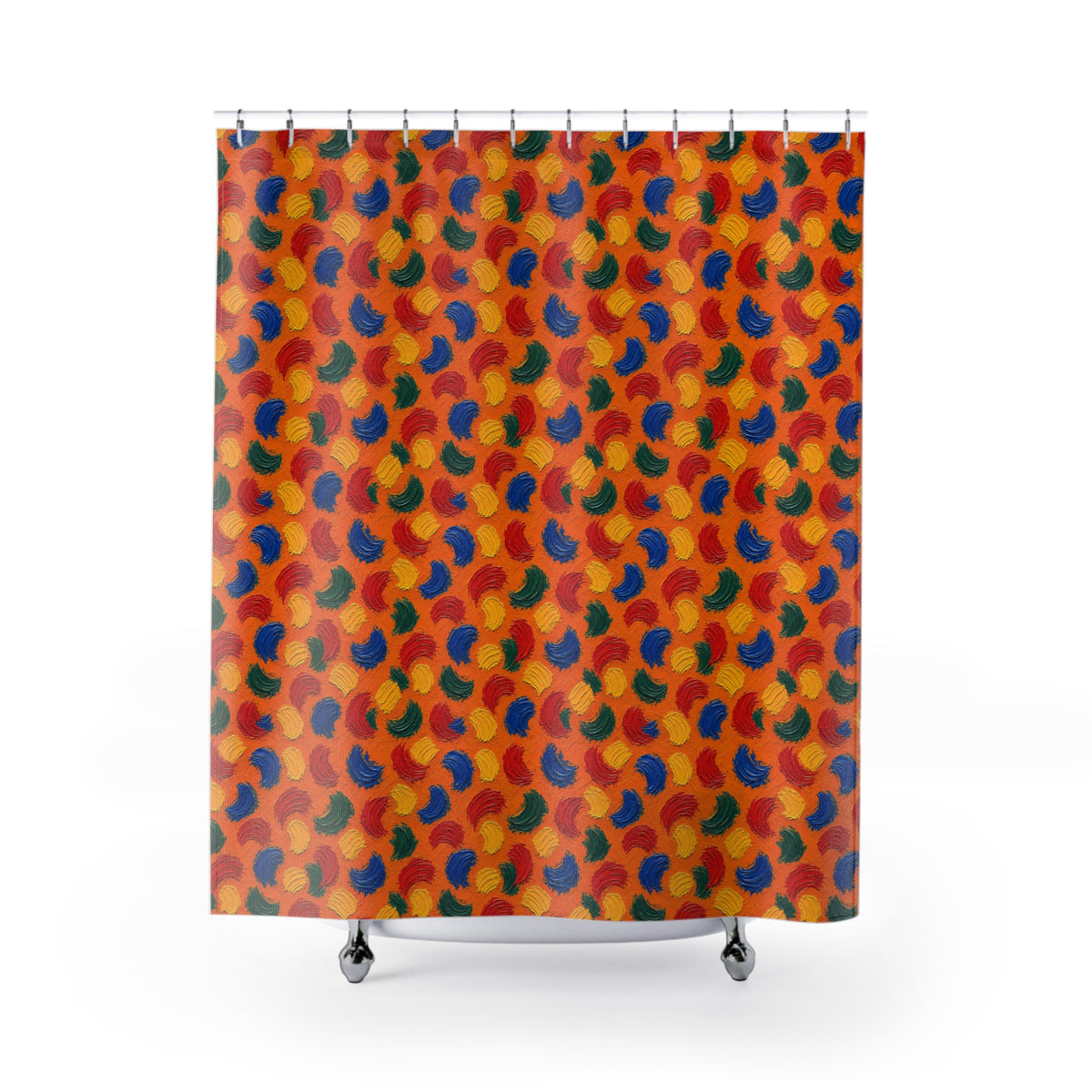 Impasto Swipe Field Shower Curtain – Expressionist Brushstroke Abstract Pattern