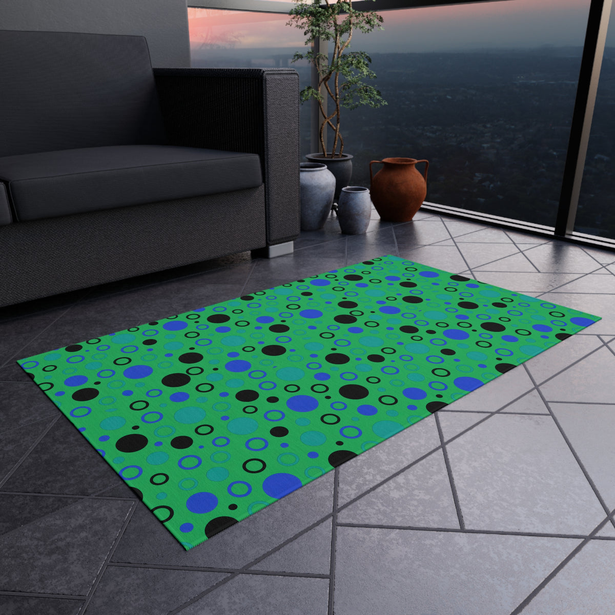 Bubble Outlines Outdoor Rug – Ocean Jewel