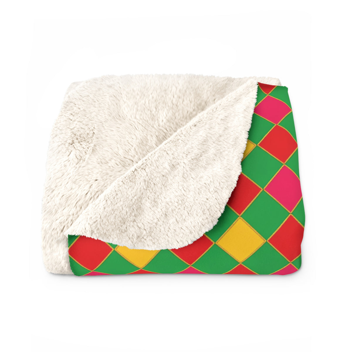 Jewel Harlequin Check Sherpa Fleece Blanket – Harlequin Geometric Pattern