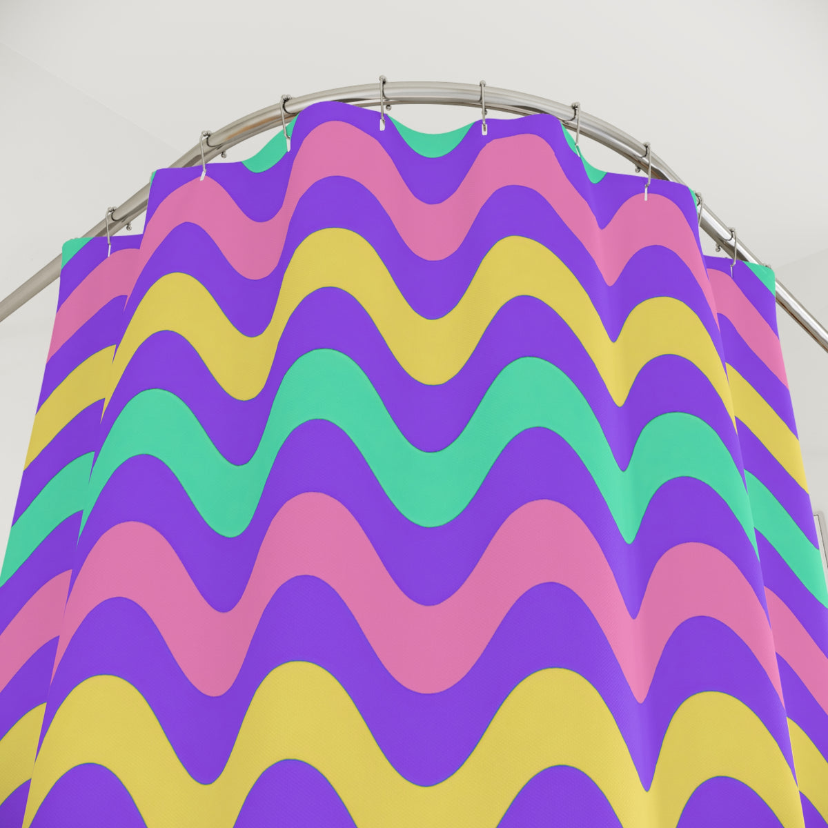 Big Ripple Chevrons Shower Curtain – Candy Pastel on Grape