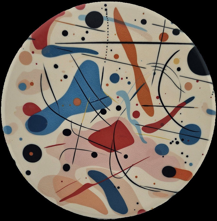 AI24017C Ink Splat Effect Round Ceramic Coasters- Set of 6, colourful, gift for all occasions, six unique designs.