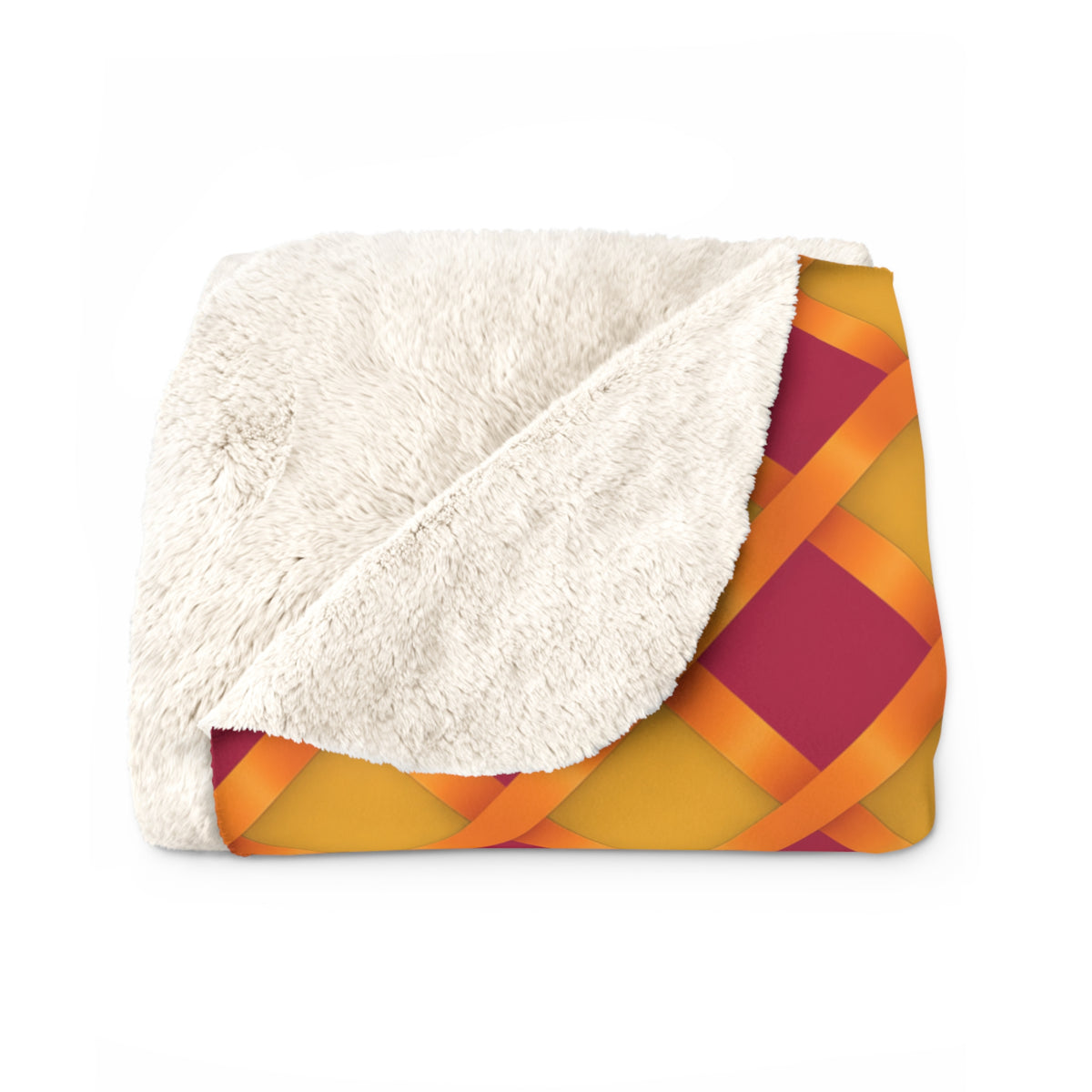 Broad Gold Diamond Trellis Sherpa Fleece Blanket – Cranberry Spice