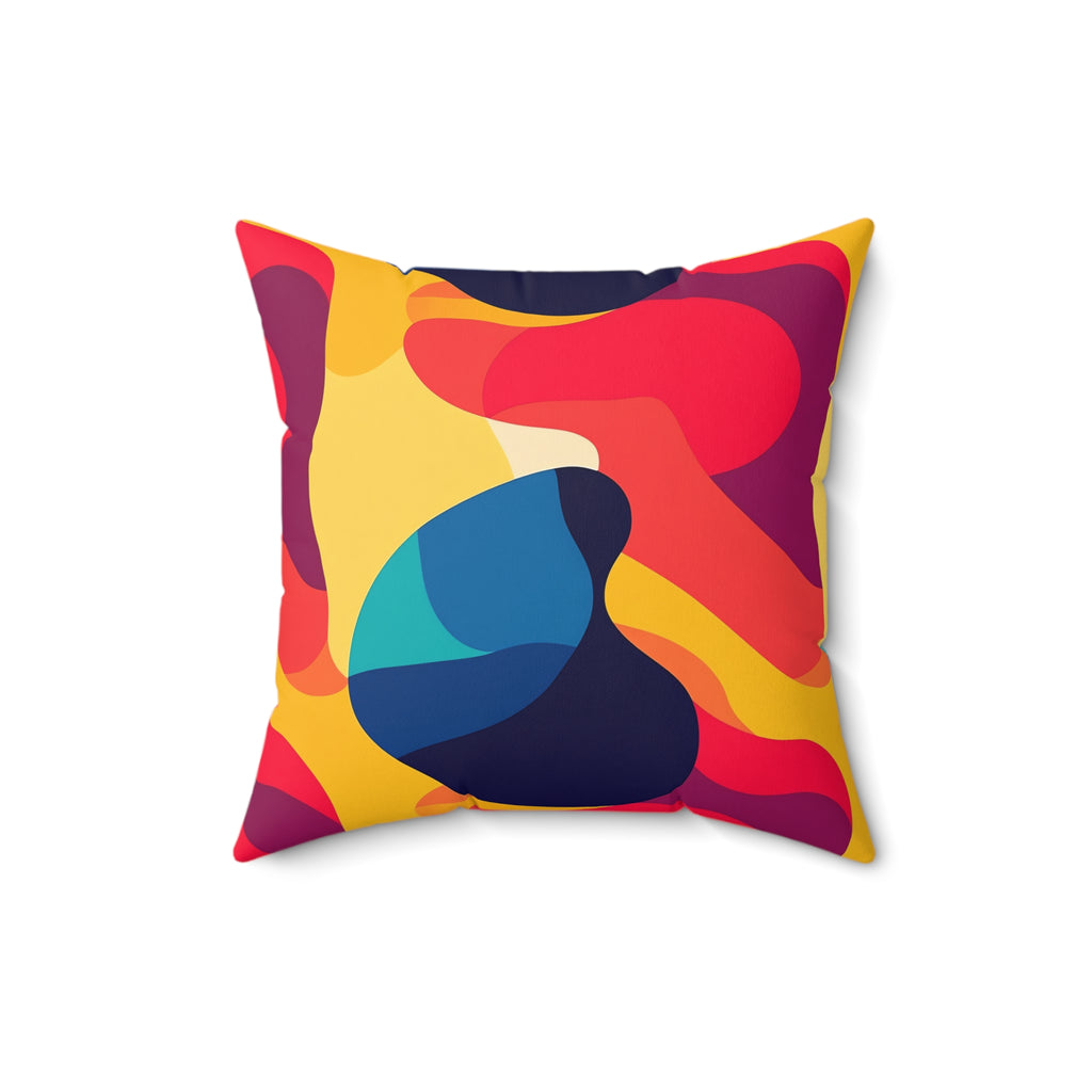 Bold Blob Camo Faux Suede Cushion – Abstract Shapes Pattern
