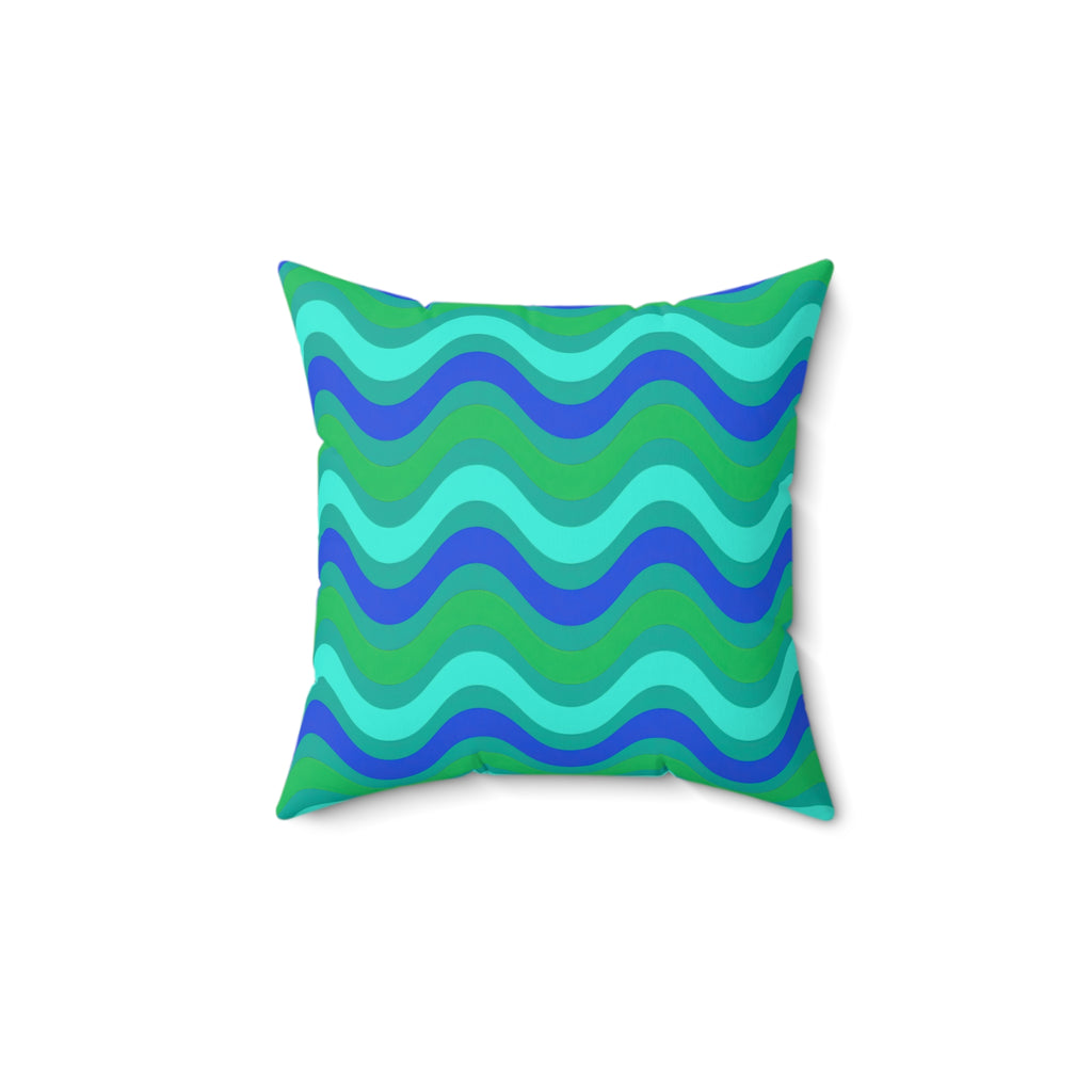 Wide Wave Interference Faux Suede Cushion – Ocean Jewel