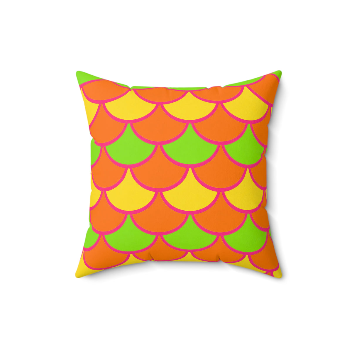Big Jewel Scales II Faux Suede Cushion – Hot Citrus Festive