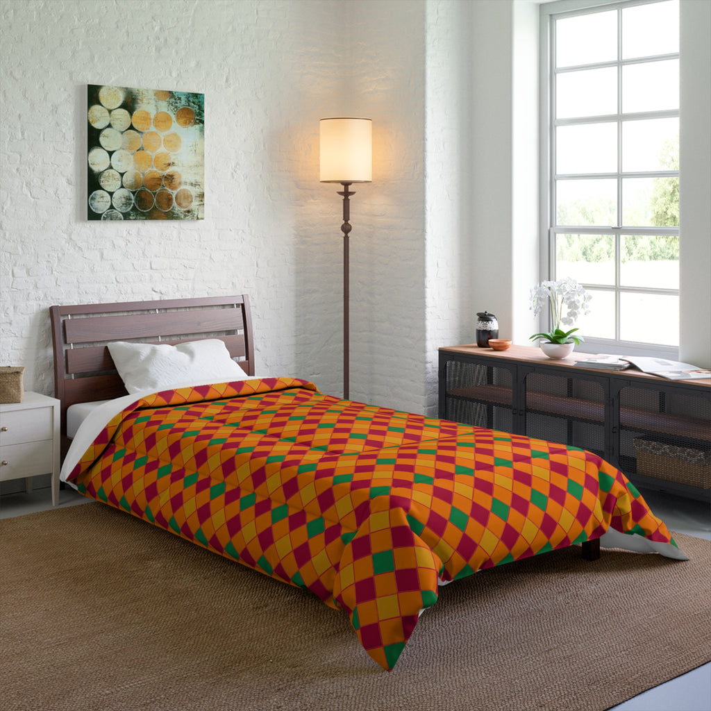 Jewel Harlequin Check Comforter – Cranberry Spice