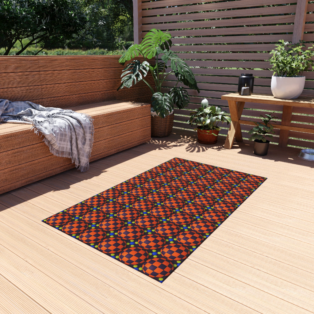 Checker Bulge Outdoor Rug – Op-Art Pattern