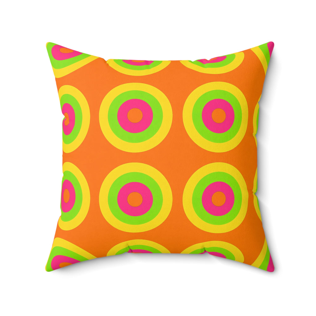 Giant Op-Art Jewel Rings Faux Suede Cushion – Hot Citrus Festive