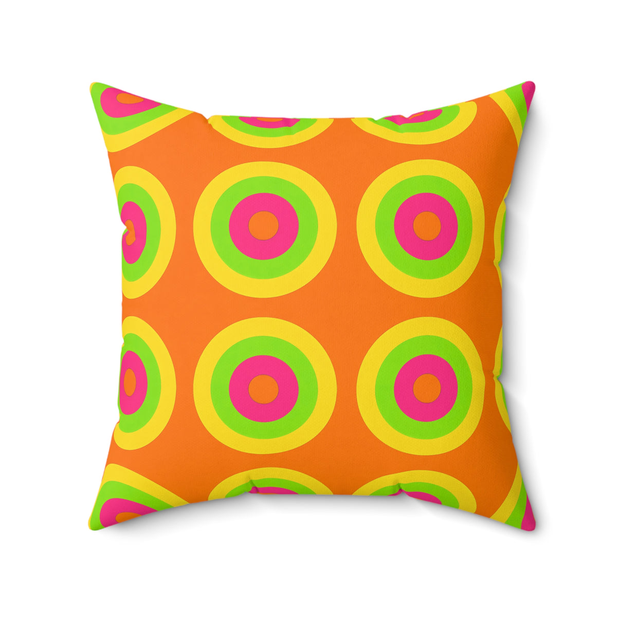 Giant Op-Art Jewel Rings Faux Suede Cushion – Hot Citrus Festive