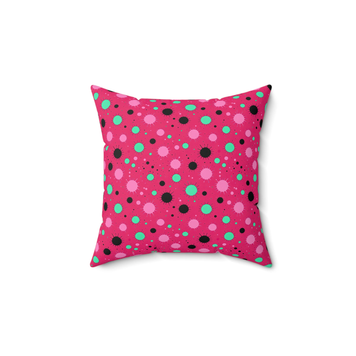 Blot Burst Faux Suede Cushion – Candy Pop on Raspberry