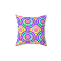 Interlocking Ring Ripples Faux Suede Cushion – Candy Pastel on Grape
