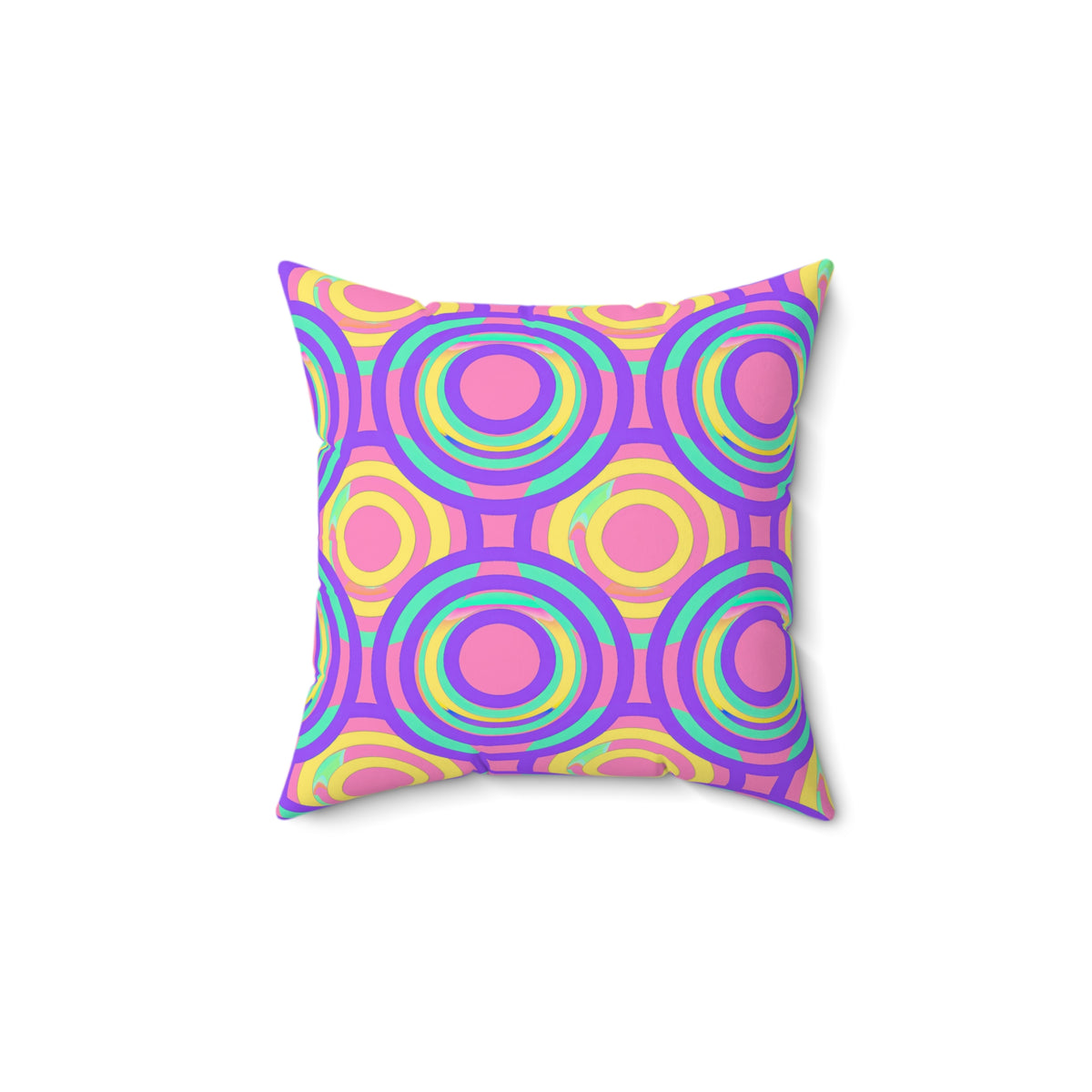 Interlocking Ring Ripples Faux Suede Cushion – Candy Pastel on Grape