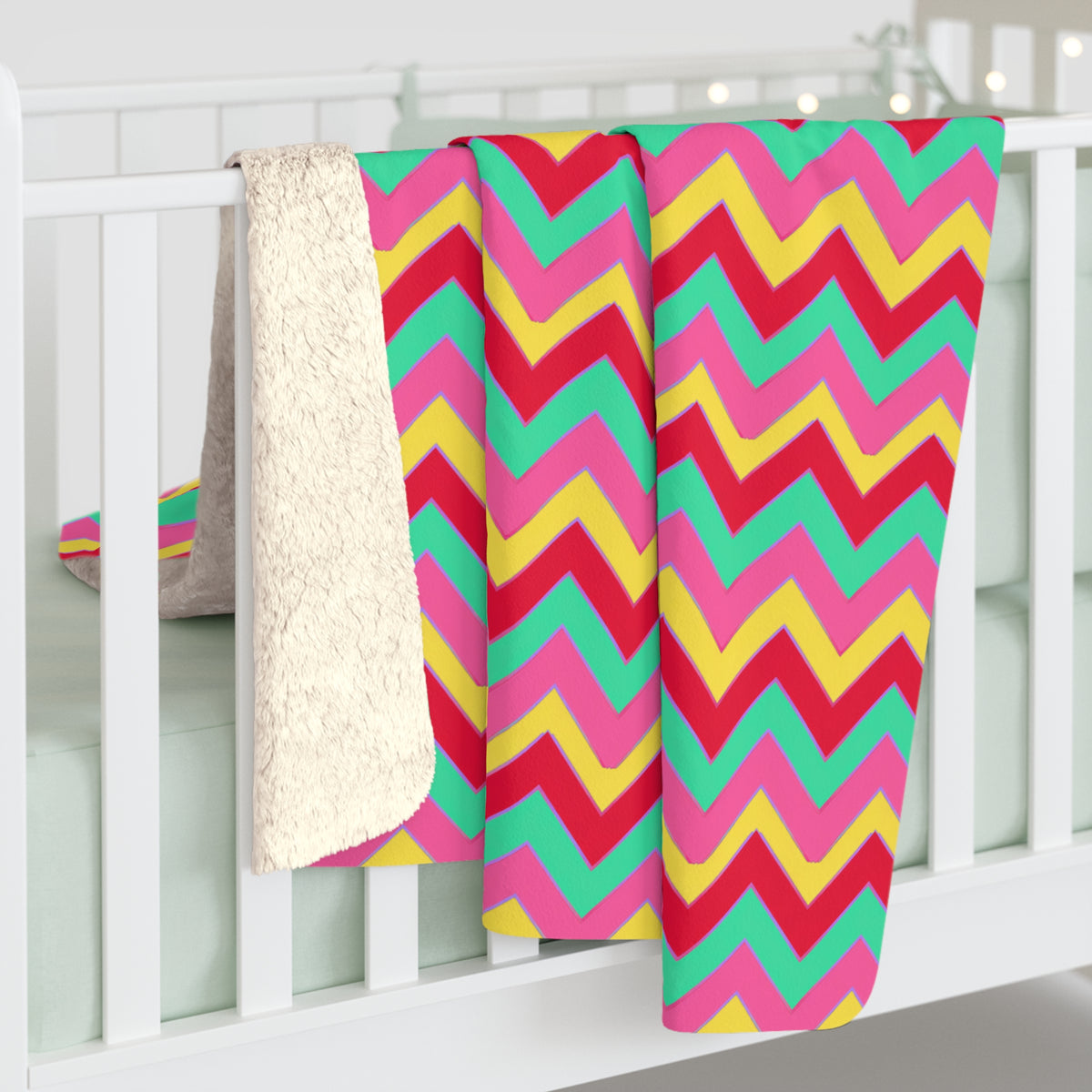 Jewel Chevron Bands Sherpa Fleece Blanket – Candy Christmas