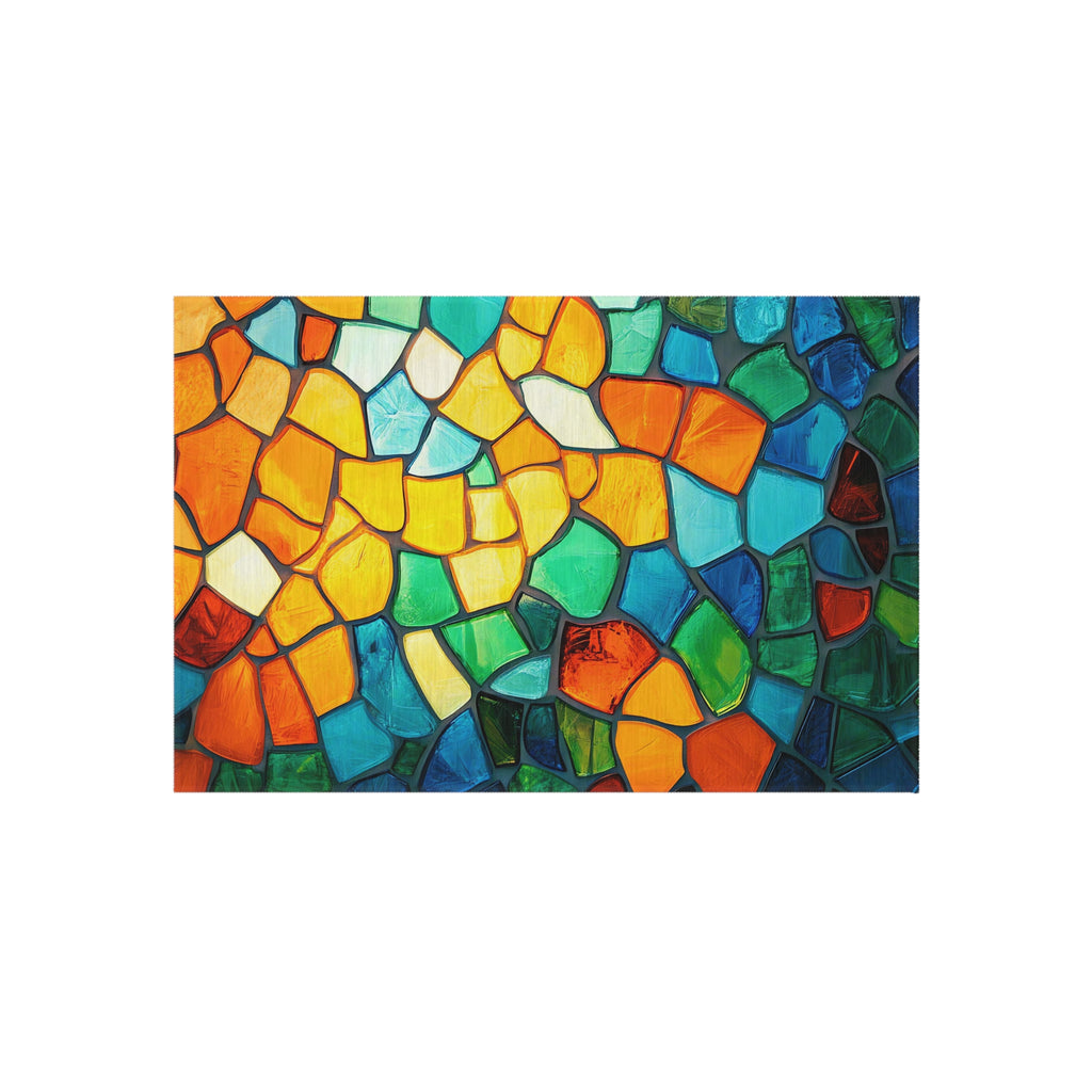 Jewel Mosaic Glass Outdoor Rug – Stained-Glass Style Mosaic