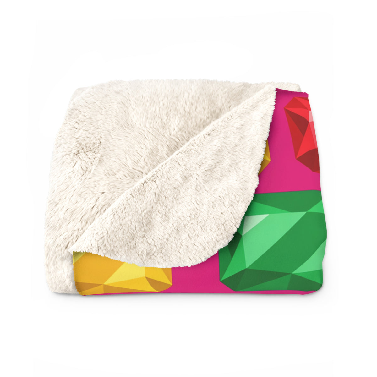 Big Stacked Gem Bars Sherpa Fleece Blanket – Geometric Blocks Pattern