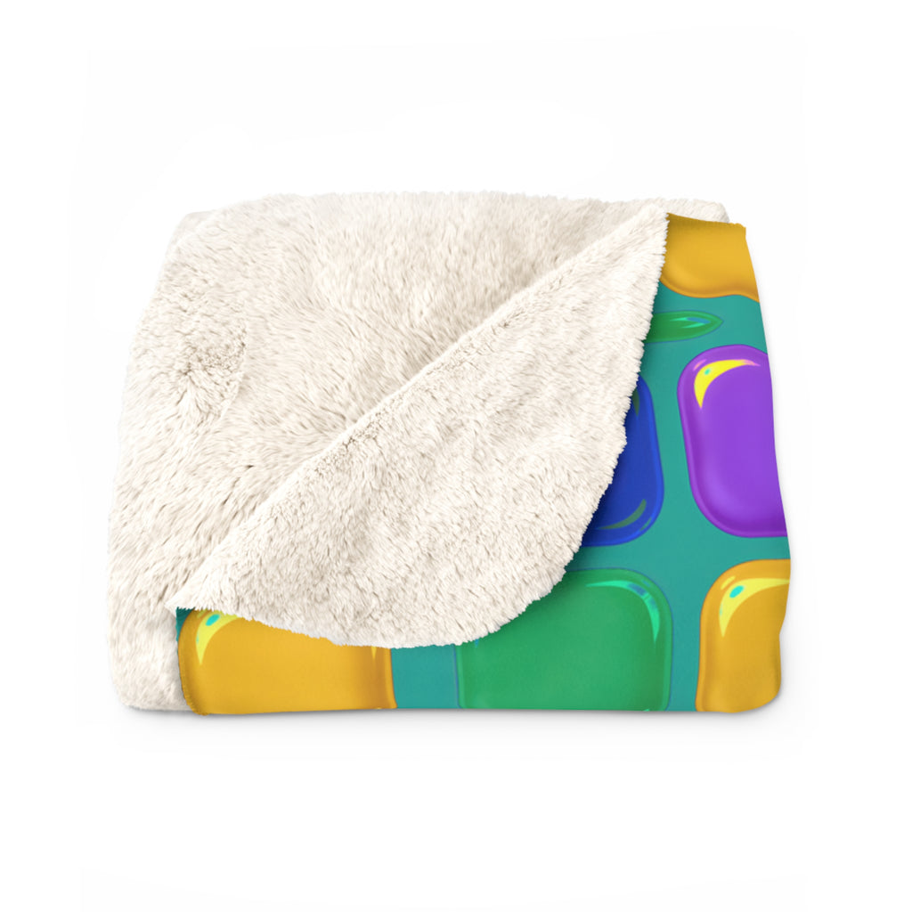Giant Puffy Glass Cushions Sherpa Fleece Blanket – Peacock Jewel