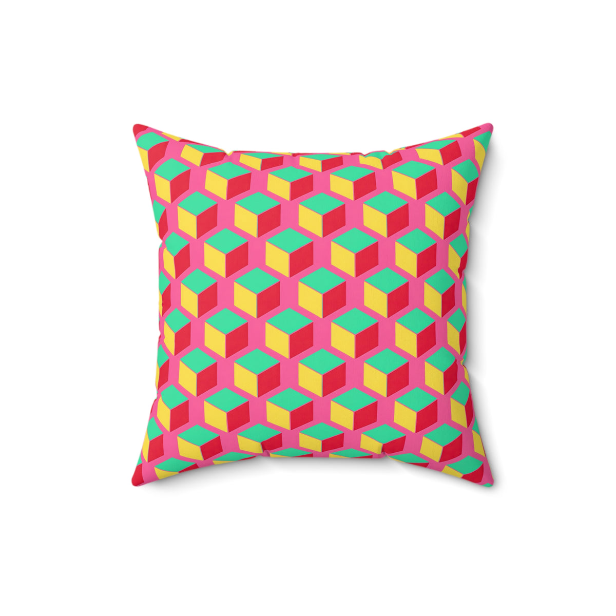 Giant Faceted Cubes II Faux Suede Cushion – Candy Christmas