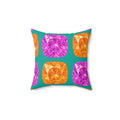 Giant Cut Gem Grid Faux Suede Cushion – Peacock Jewel