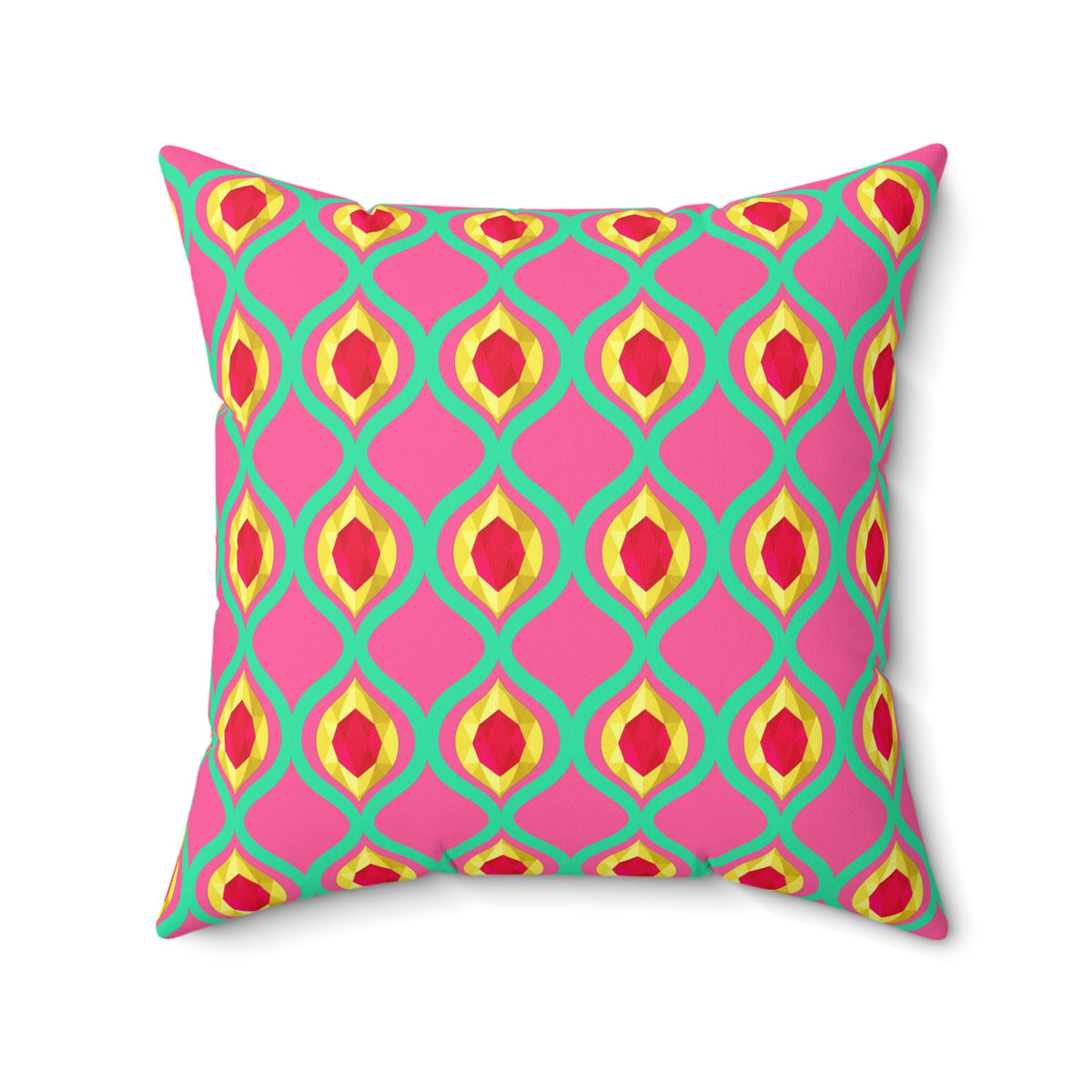 Grand Gold Ogee Lattice II Faux Suede Cushion – Candy Christmas