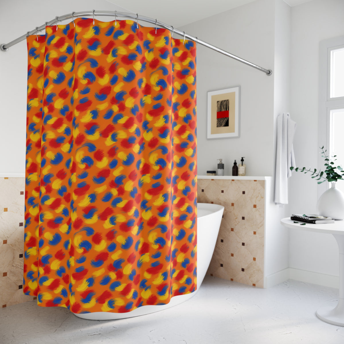 Wet Stroke Blends Shower Curtain – Expressionist Brushstroke Abstract Pattern