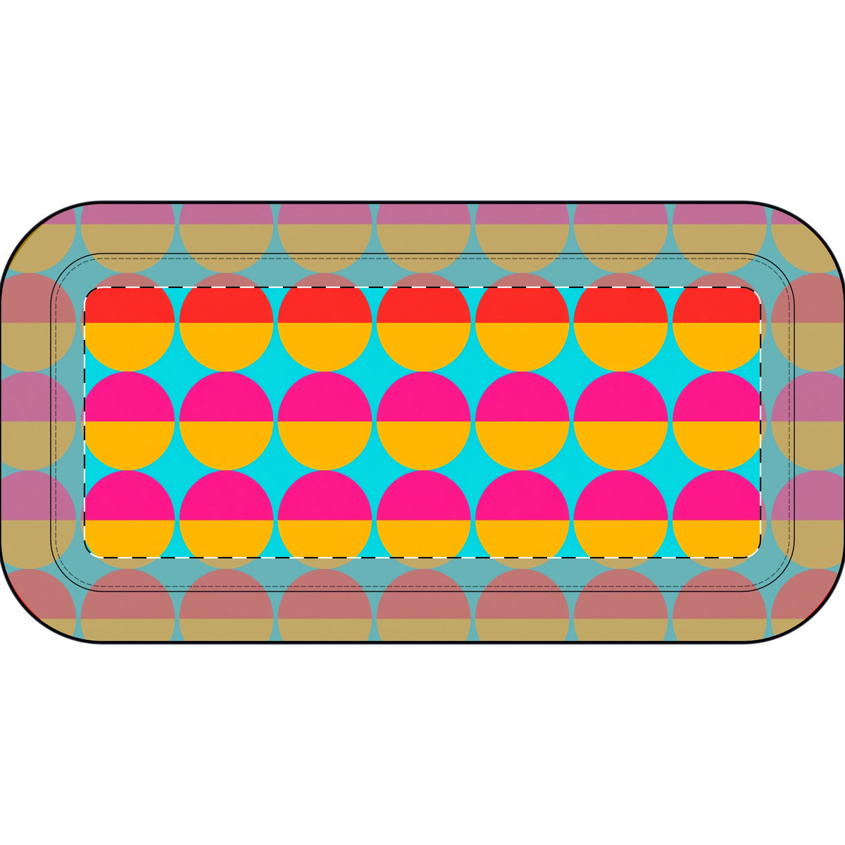 Half-Moon Stack Pencil Case – Geometric Blocks Pattern