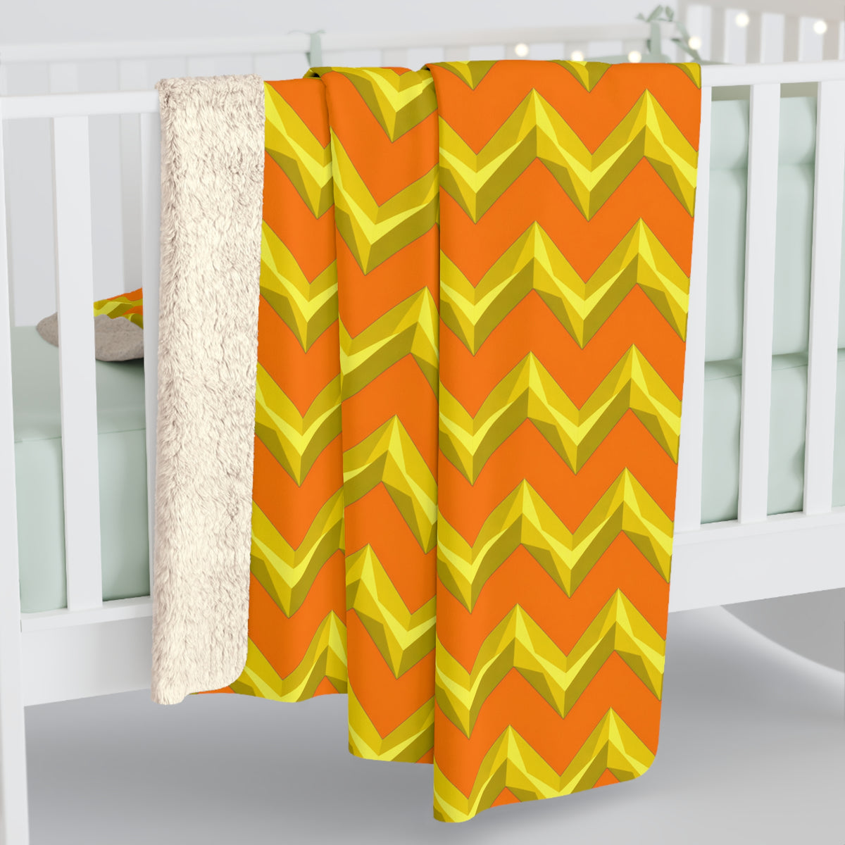 Broad Cut-Gem Chevrons Sherpa Fleece Blanket – Hot Citrus Festive