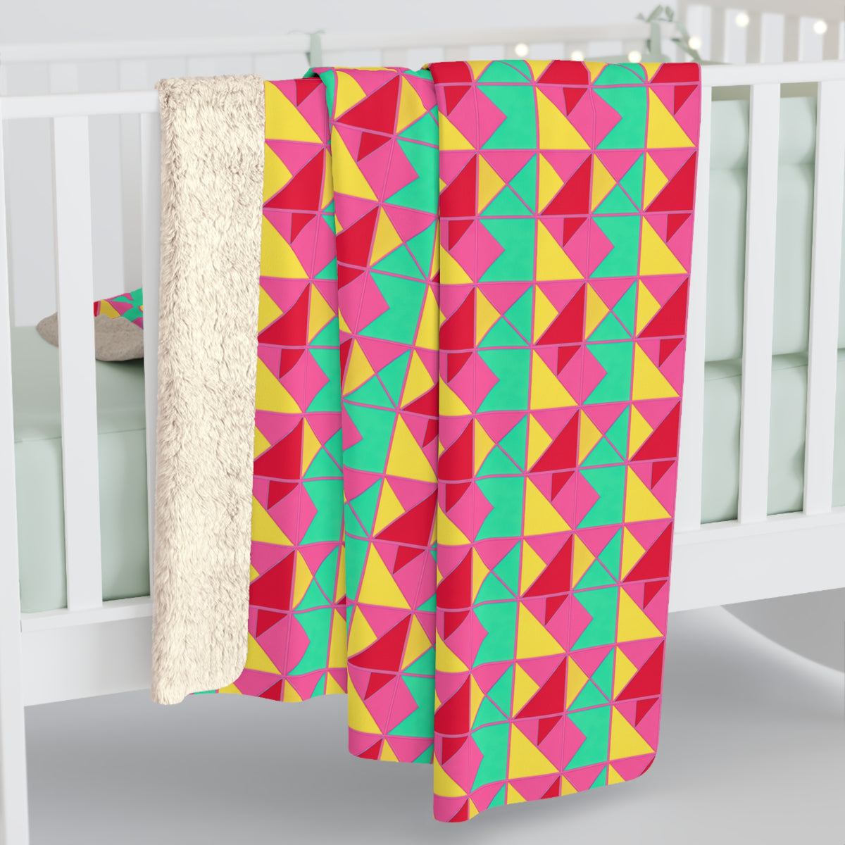 Jewel Block Quilt Sherpa Fleece Blanket – Candy Christmas