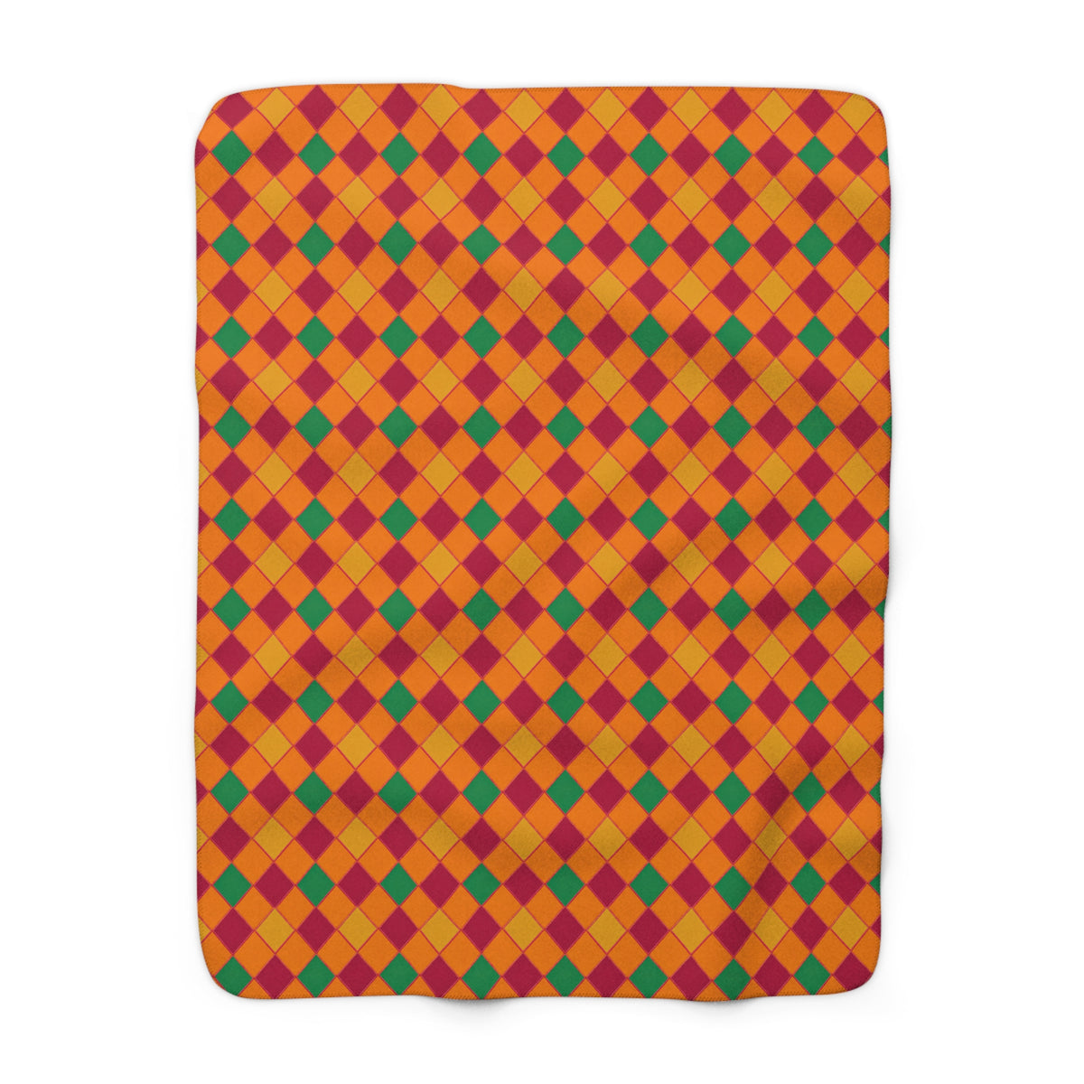 Jewel Harlequin Check Sherpa Fleece Blanket – Cranberry Spice