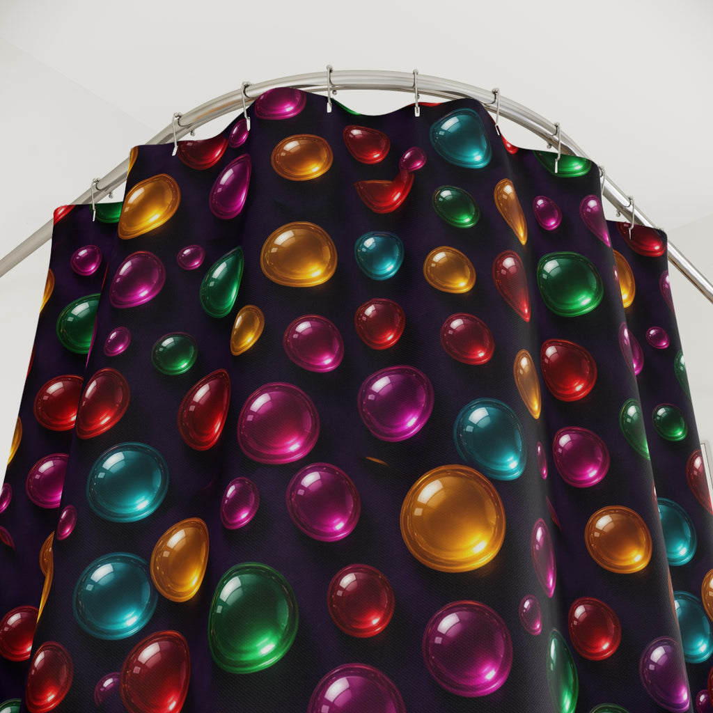 Candy Glass Orbs Shower Curtain – Glossy 3D Abstract Pattern