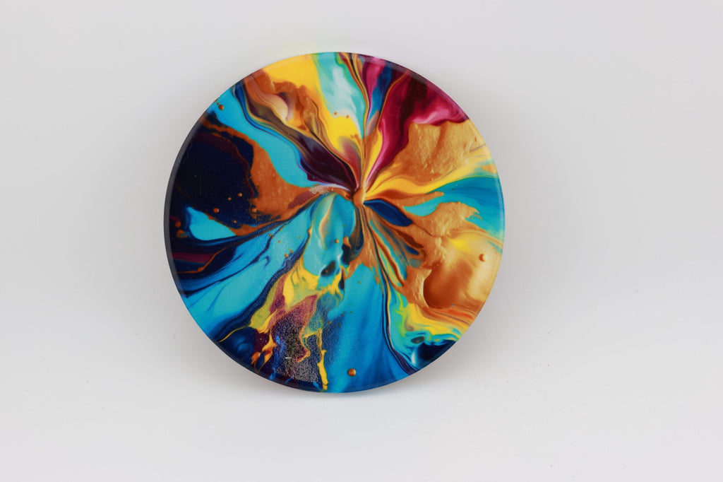 AI24021C Multi Colour Fluid Lava, purples,Effect Round Ceramic Coasters- Set of 6, colourful, gift for all occasions, six unique designs.