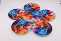AI24037 Liquid Splash - Multi coloured Round Ceramic Coasters- Set of 6, gift for all occasions, Designed and made in Britain
