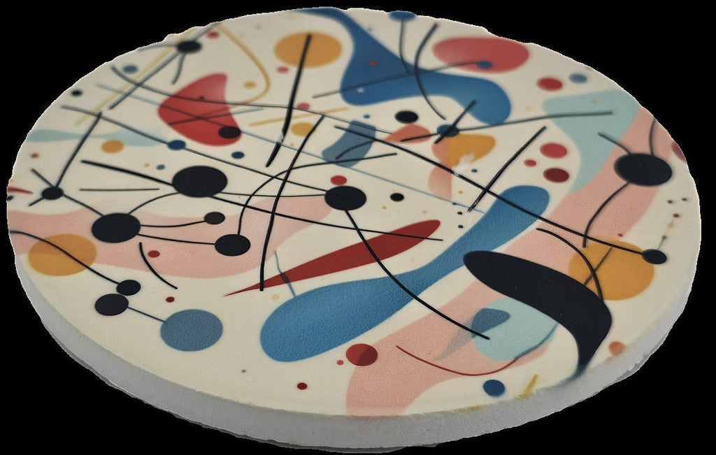 AI24017C Ink Splat Effect Round Ceramic Coasters- Set of 6, colourful, gift for all occasions, six unique designs.