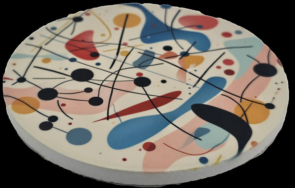 AI24017C Ink Splat Effect Round Ceramic Coasters- Set of 6, colourful, gift for all occasions, six unique designs.
