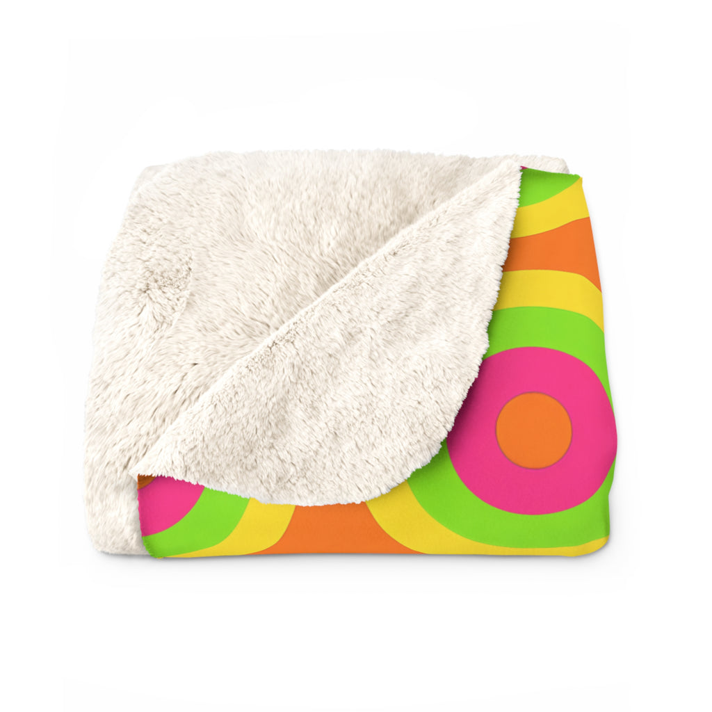 Giant Op-Art Jewel Rings Sherpa Fleece Blanket – Hot Citrus Festive