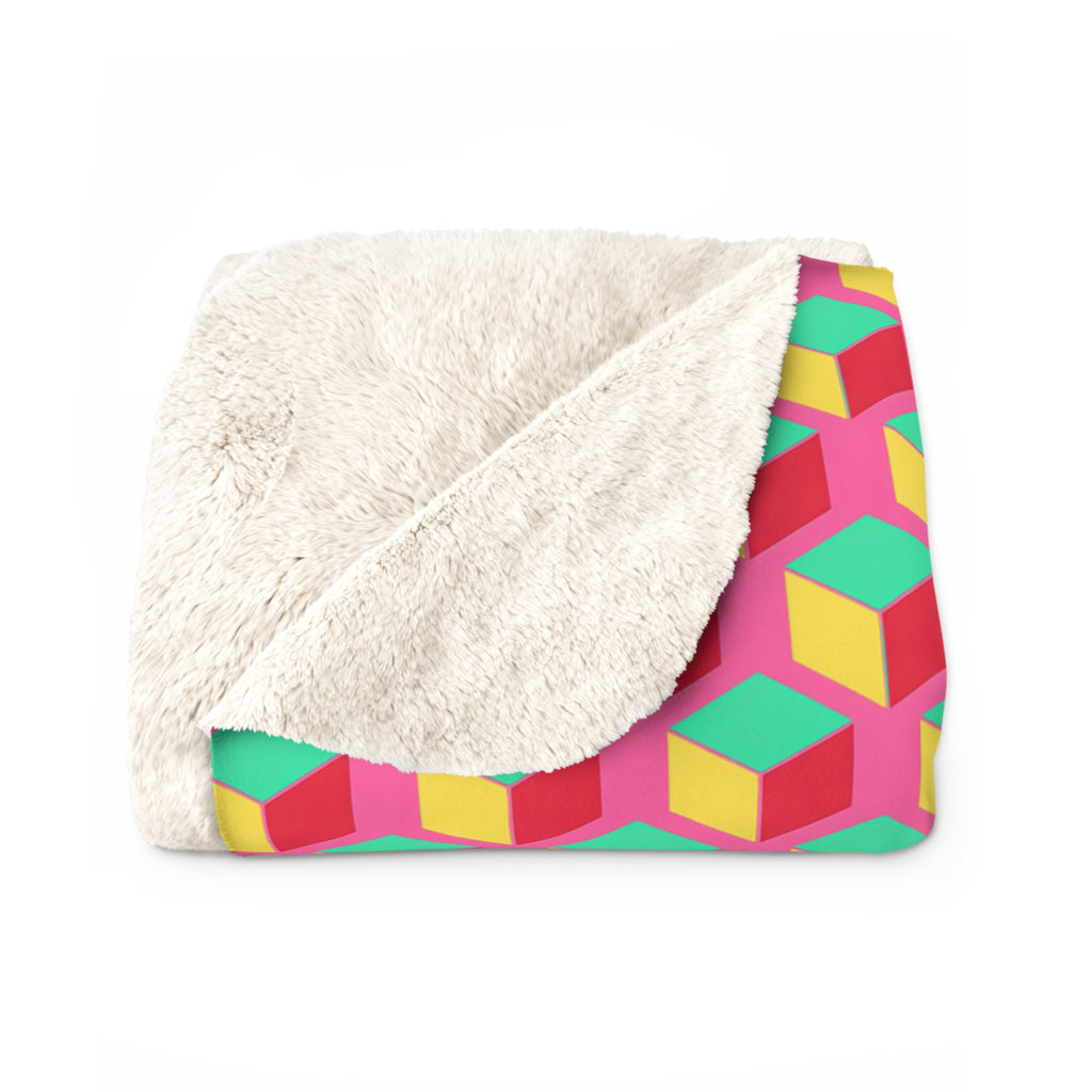 Giant Faceted Cubes II Sherpa Fleece Blanket – Candy Christmas