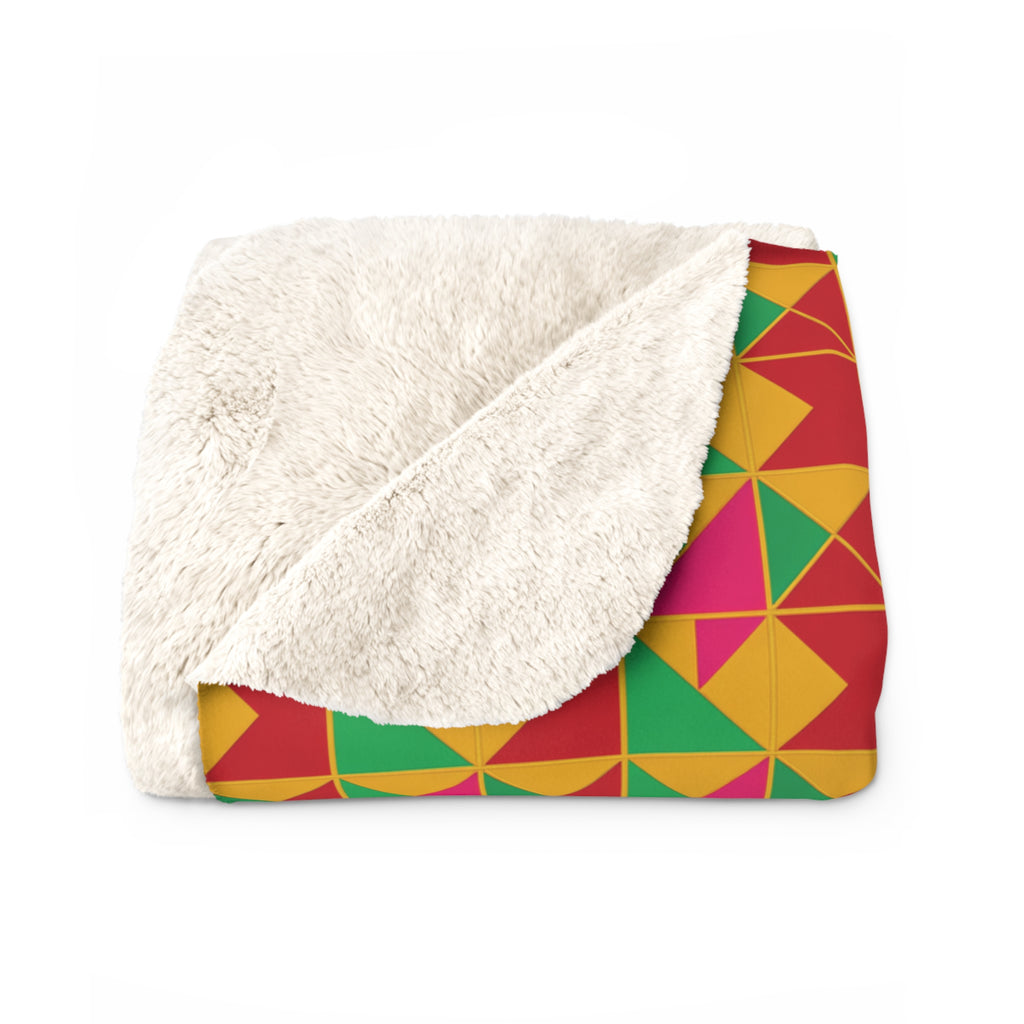 Jewel Block Quilt Sherpa Fleece Blanket – Geometric Blocks Pattern