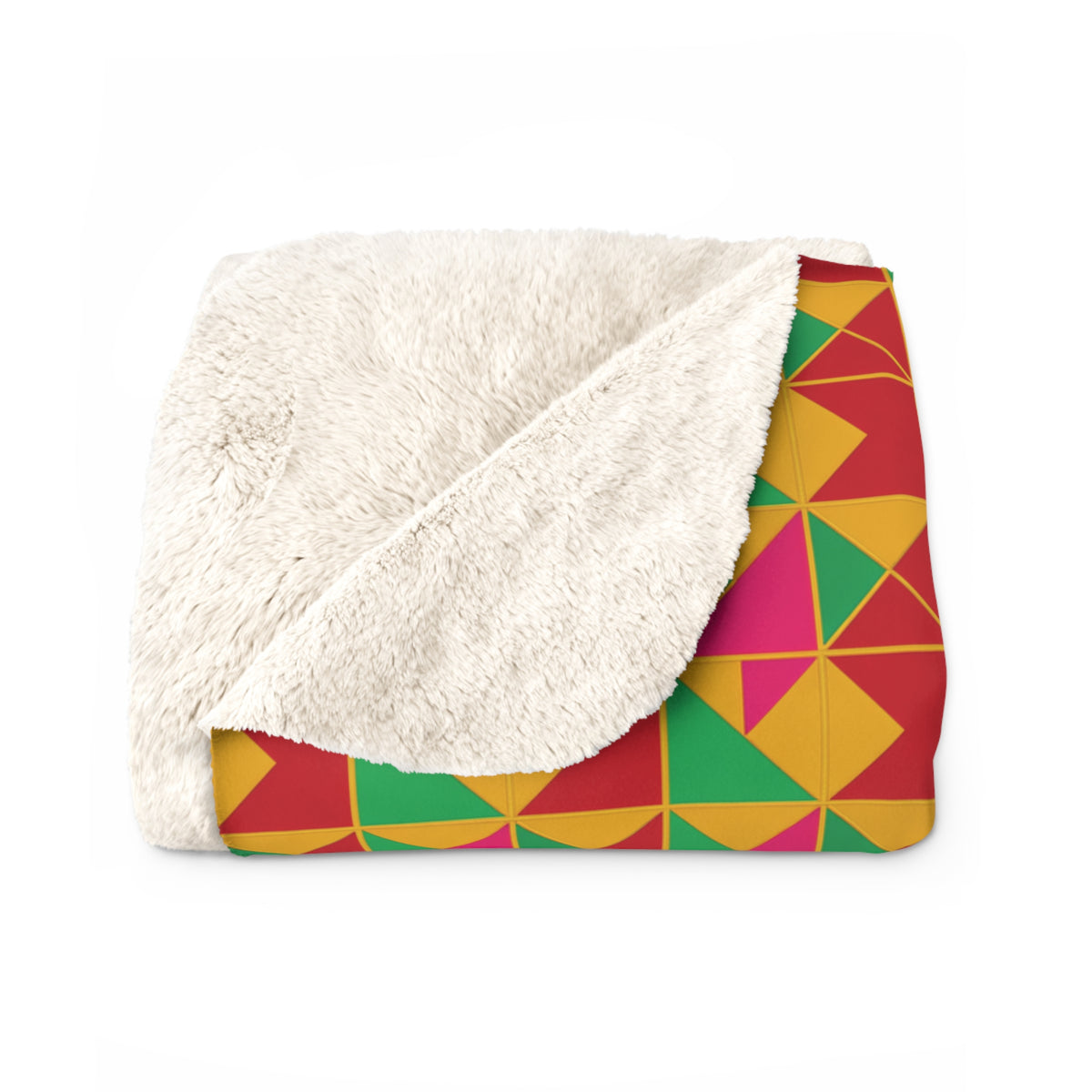 Jewel Block Quilt Sherpa Fleece Blanket – Geometric Blocks Pattern
