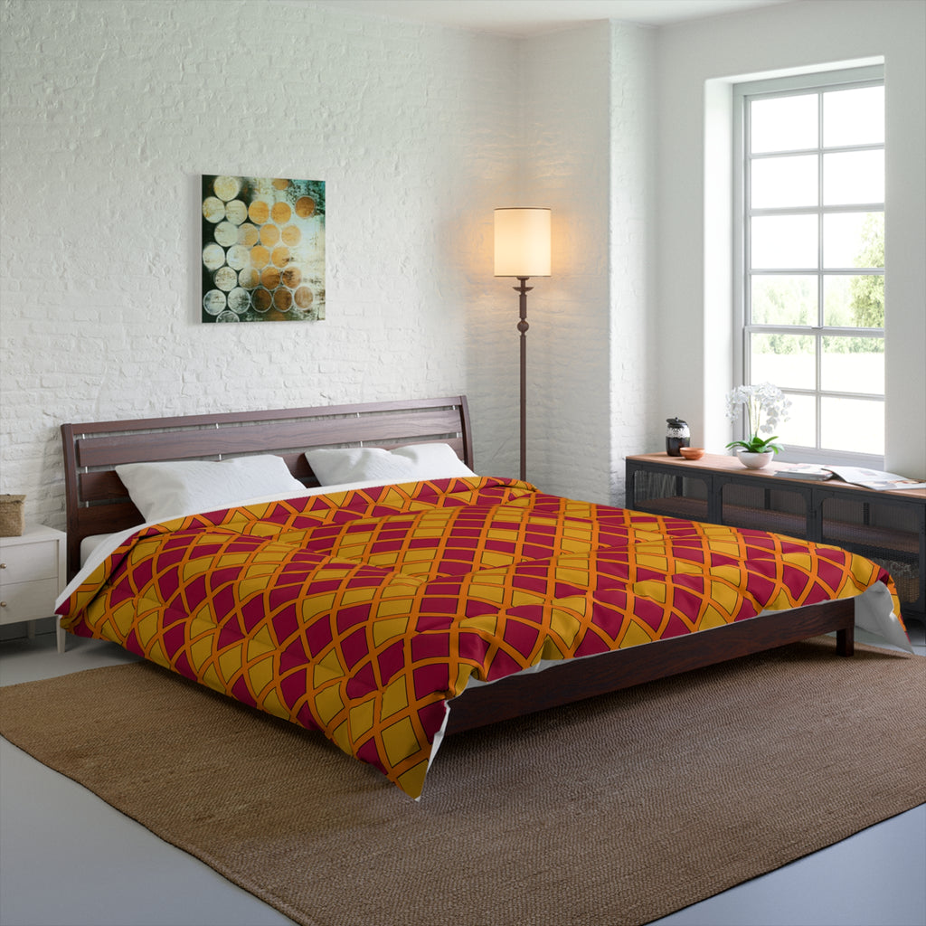 Harlequin Gold Grid Comforter – Cranberry Spice