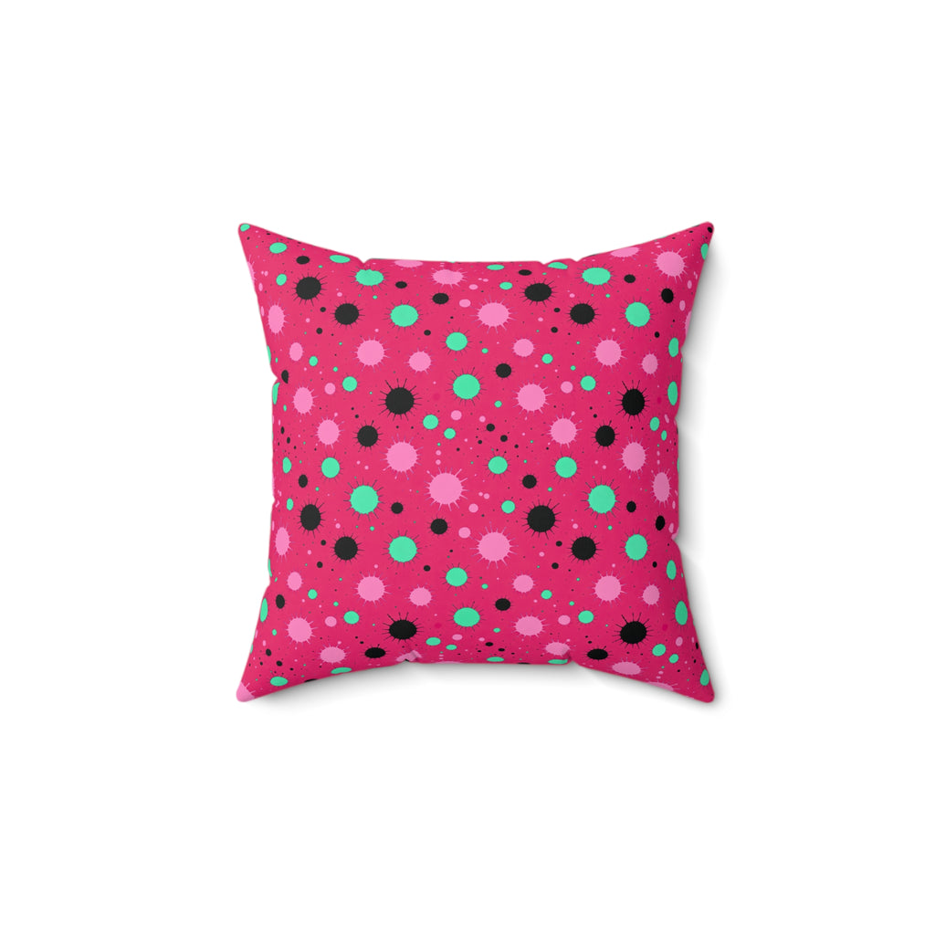 Blot Burst Faux Suede Cushion – Candy Pop on Raspberry