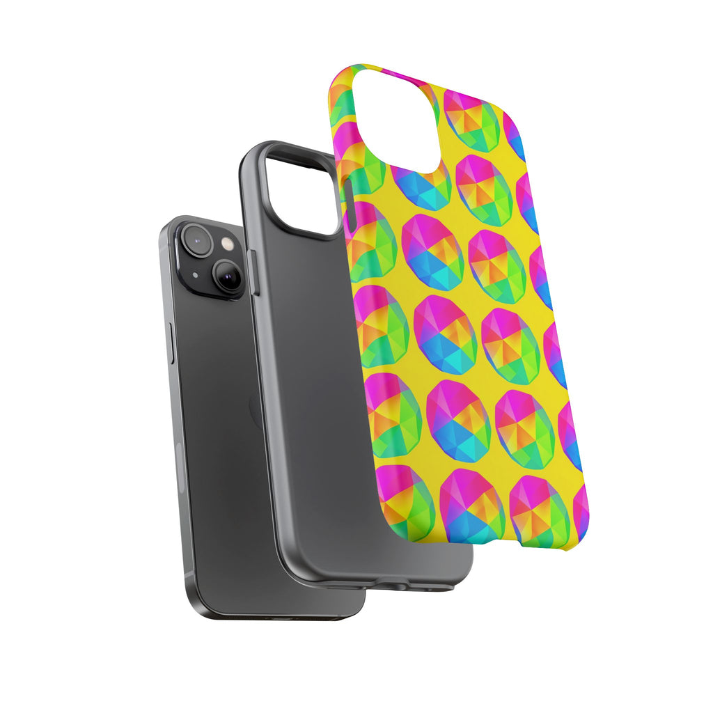 Holo Pebble Prisms Tough Phone Case – Iridescent Geometric Pattern